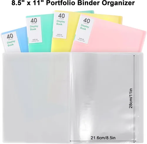 Miniatura 3 de Organizador de carpeta portafolio de 60 bolsillos Phyxin, protectores de hojas para carpeta de 8.5" x 11", carpeta de plástico que muestra 120 Blanco