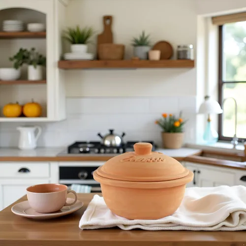 Miniatura 6 de Reston Lloyd Eurita - Horno holandés de arcilla de terracota de 2 cuartos de galón, natural, sin plomo ni cadmio, apto para horno y microondas, olla