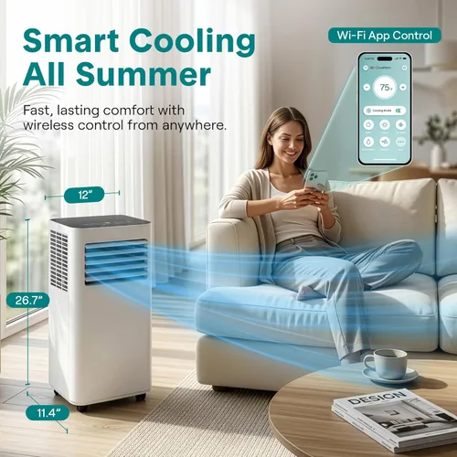 Miniatura 2 de SereneLife - Pequeño aire acondicionado portátil de 8,000 BTU con deshumidificador incorporado - Unidad de aire acondicionado portátil