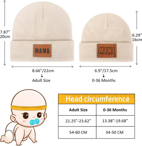 Miniatura 27 de Gorro para padres e hijos,Madre y bebé hija/hijo gorro de punto cálido de invierno,Gorro suave para niños