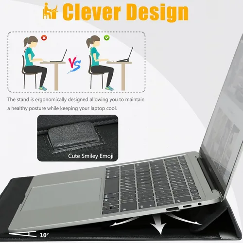 Miniatura 2 de Funda portátil HYZUO de 15 pulgadas con soporte para MacBook Air 15 M4 A3241 M3 A3114 M2 A2941 2025-2023, 15" Surface Laptop 7/6/5/4, MacBook Pro 15