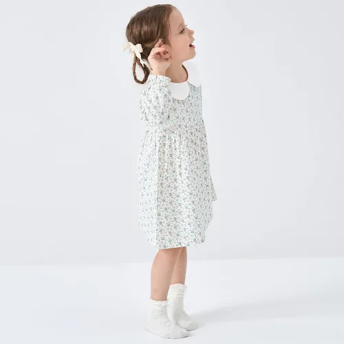 Miniatura 3 de pureborn Vestido de algodón de manga corta y larga para bebé niña pequeña 0-6T