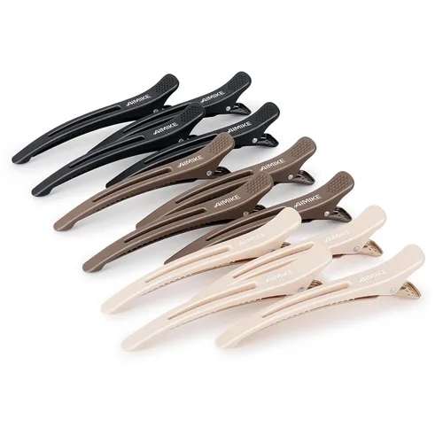 Miniatura 12 de AIMIKE - 6 piezas de pinzas profesionales para peinar y separar el cabello, antideslizantes, con pico de pato y banda de silicona para peluqueros