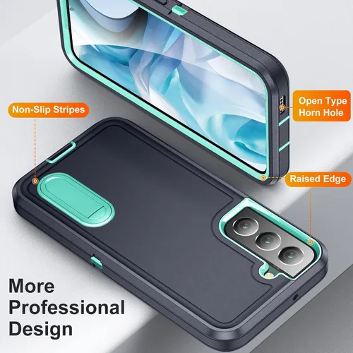 Miniatura 2 de BaHaHoues Funda con soporte integrado para Samsung Galaxy S22 5G de 6.1 pulgadas, a prueba de golpes, polvo y caídas, de grado militar