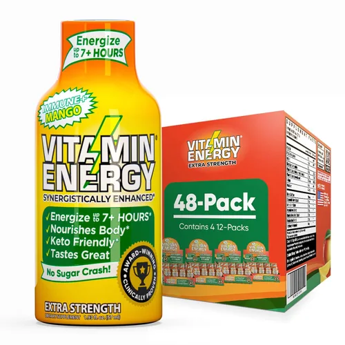 Miniatura 50 de Vitamin Energy Immune+ Extra Strength Energy Shot Army Orange 10 unidades, 260 mg de cafeína natural, vitaminas B, citicolina, té verde, apoyo