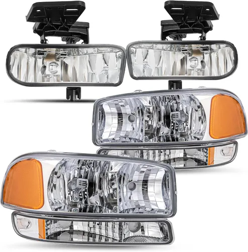 Miniatura 9 de JSBOYAT 4 PCS Compatible con 99-06 GMC Sierra 1500 2500 3500 Conjunto de Faros Delanteros de Reemplazo con Bombillas 00-06 GMC Yukon/Yukon XL