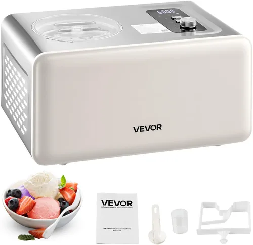 Miniatura 11 de VEVOR Fabricante de helados automática con compresor integrado, 2 cuartos de galón, máquina de yogur de frutas sin precongelación
