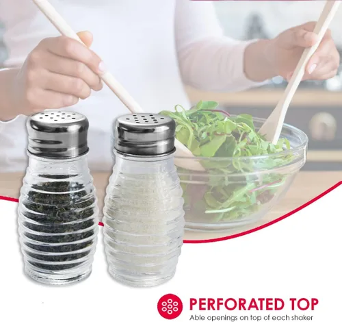 Miniatura 5 de Home Basics - Salero de cristal estilo colmena (plateado), 2 cocteleras para sal, pimienta, comino, canela, pimentón y más Tapas fáciles