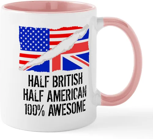 Miniatura 53 de CafePress Born American, British By Hea Taza de café de cerámica de 11 oz (11.0 fl oz)