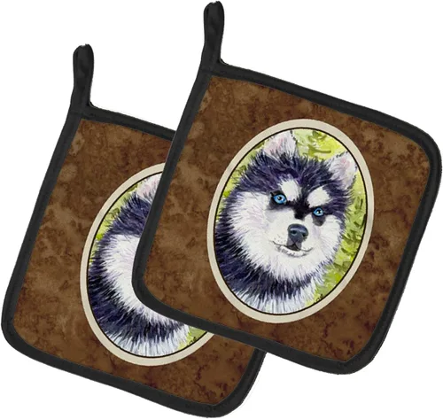Miniatura 25 de Caroline's Treasures SS8617PTHD - Juego de soportes para ollas de cocina resistentes al calor, almohadillas calientes para horno para cocinar, Husky