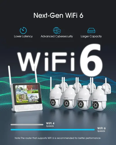 Miniatura 2 de ANRAN Sistema de cámara de seguridad inalámbrica, monitor 4K de 10.5" con cámara PTZ WiFi-6 de 4x5MP, seguimiento automático, audio de 2 vías