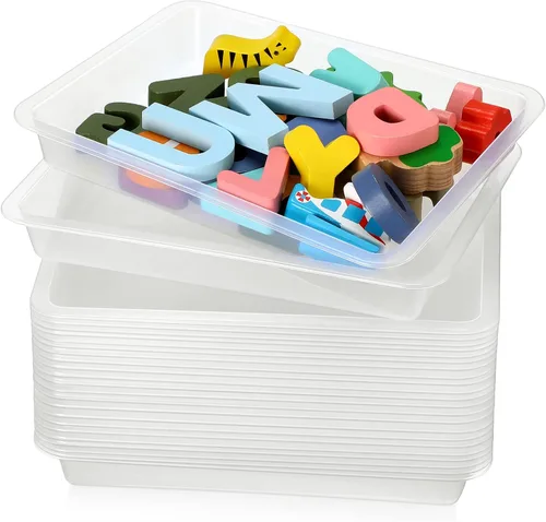 Maitys 24 bandejas de arte de plástico para actividades para niños, organizador apilable de almacenamiento poco profundo para manualidades, libros