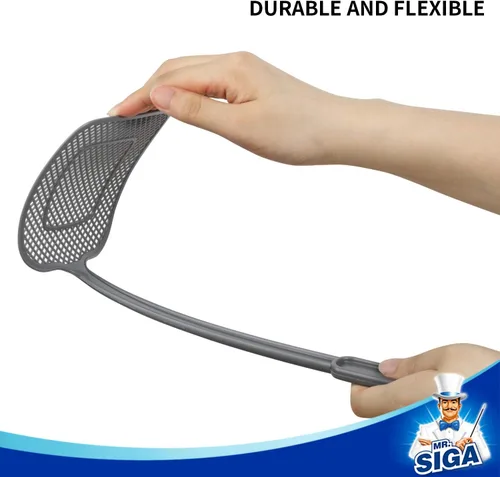 Miniatura 6 de MR.SIGA Matamoscas de mango largo resistente, gris, paquete de 6