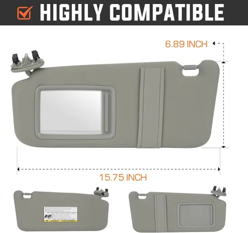 Miniatura 6 de Youxmoto - Viseras solares para lado izquierdo del conductor y lado derecho del pasajero para Toyota Camry 2007 2008 2009 2010 2011 sin techo