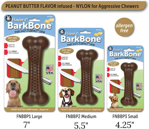 Miniatura 9 de Pet Qwerks Barkbone Flavorit - Hueso con sabor a mantequilla de maní – Superficie rellenable para untes; juguetes resistentes y duraderos
