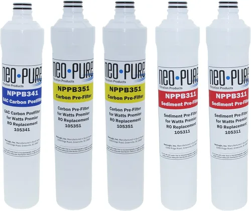 Miniatura 10 de Neo-Pure Kit de repuesto de filtro de agua de ósmosis inversa pura compatible para Watts Premier (kit de repuesto compatible, 4
