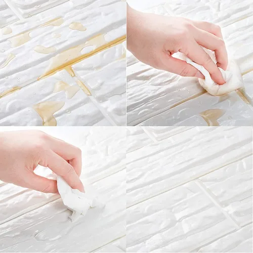 Miniatura 5 de Paneles de pared de espuma autoadhesivos 3D, cubren 5.7 pies cuadrados, adhesivos de papel tapiz de piedra de ladrillo para decoración de pared