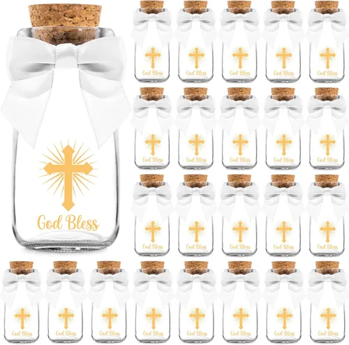Miniatura 9 de Ethisa Paquete de 24 botellas de vidrio de leche vintage con cintas y calcomanías, regalos elegantes de baby shower para invitados y centros de ¡Es