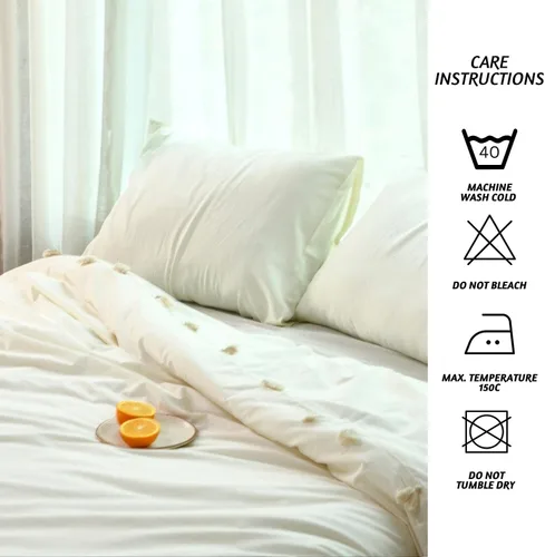 Miniatura 9 de Folkulture Juego de ropa de cama Queen - Funda nórdica ultra suave 100% algodón, juego de 3 piezas con 2 fundas de almohada (avena, sólido)