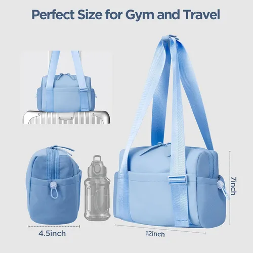 Miniatura 6 de Mini bolsa de gimnasio para mujeres y niñas, pequeña bolsa de gimnasio con compartimento húmedo, bolsa de viaje impermeable, bonita bolsa deportiva