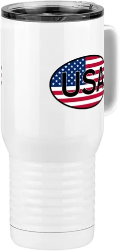 Miniatura 2 de Just So Posh Vaso de bandera de país, diferentes banderas ovaladas europeas en cada lado, taza de café de viaje con asa y tapa deslizante