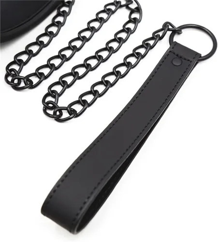 Miniatura 8 de Juego de collar ajustable para cosplay, collar de cuero, collar de cadena y correa para escenario, gargantillas punk., Cuero, No es una piedra