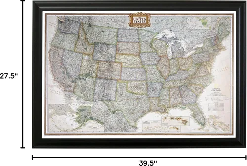 Miniatura 9 de Push Pin Travel Maps - Executive US - Mapa de pines enmarcado con marco negro para rastrear tus viajes - 27.5 x 39.5 pulgadas - 8 opciones de marco