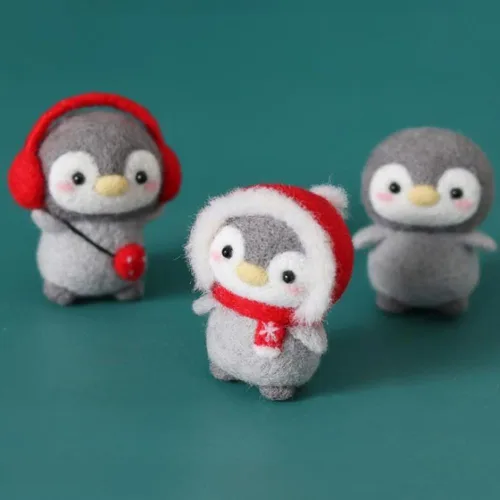 Miniatura 4 de Kit de fieltro de aguja de lana de pingüino para principiantes, kit de fieltro con almohadilla de fieltro de aguja, agujas de fieltro, lana
