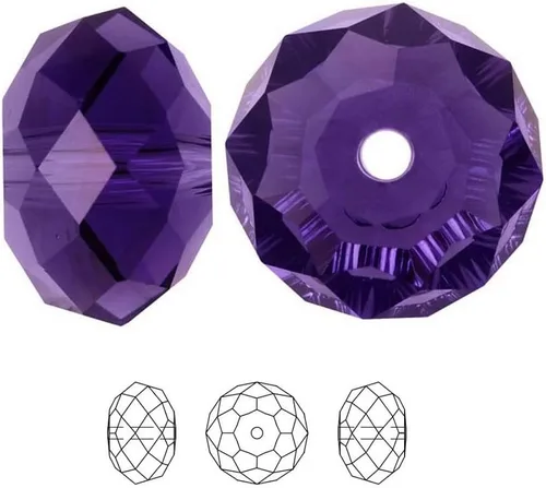 Miniatura 4 de 100 piezas Adabele cuentas austriacas de cristal facetado suelto de 8 mm, diseño rondelle color púrpura terciopelo, espaciador compatible