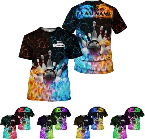 Camisa de bolos personalizada, camisas con nombre personalizado, regalo para mujeres y hombres, mujeres, equipo de polo 3D, unisex, camiseta de
