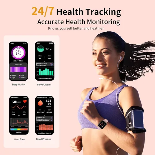 Miniatura 3 de Reloj inteligente para hombres y mujeres (respuesta/hacer llamadas) 1.86HD relojes de fitness con frecuencia cardíaca de 24 horas SpO2 monitor