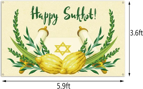 Miniatura 2 de Pudodo Pancarta de fondo de Sukkot feliz Sukkah Etrog Lulav fiesta judía fotografía religiosa fondo decoración de pared