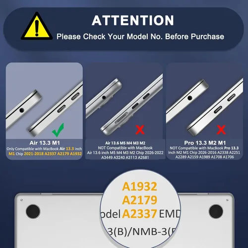 Miniatura 2 de MOSISO Funda compatible con MacBook Air de 13 pulgadas 2022 2021 2020 2019 2018 versión A2337 M1 A2179 A1932, peonía de plástico, cubierta de Negro