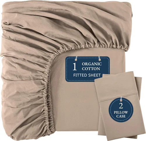 Miniatura 56 de LANE LINEN Juego de 2 piezas con sábana bajera 100% algodón orgánico tamaño individual y 1 funda de almohada, tejido de percal ligero, ultra suave