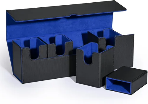 UAONO Caja de cartas con bandeja de dados para MTG, funda de cartas 5 en 1 con capacidad para más de 800 tarjetas sin mangas, organizador magnético