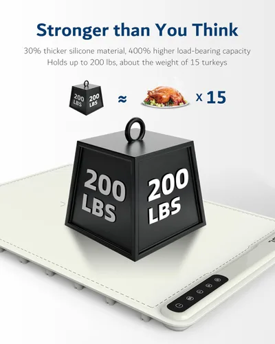 Miniatura 5 de Tapete de calentamiento para alimentos, bandeja eléctrica para calentar alimentos (24 x 16 pulgadas), calentamiento rápido de superficie completa
