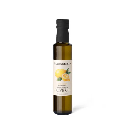Blazing Bella Aceite de oliva extra virgen con infusión de limón, sabor a limón brillante Meyer, aceite de oliva de California prensado en frío,