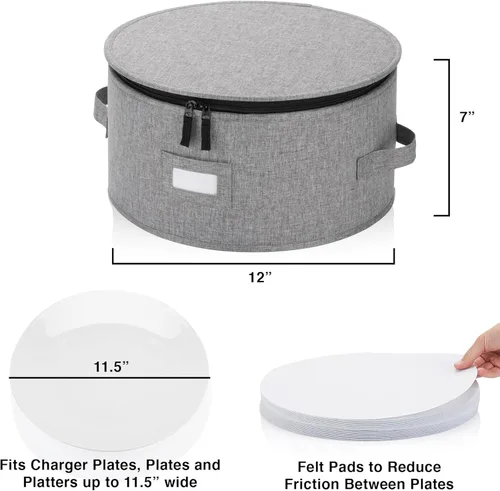Miniatura 2 de Contenedor de almacenamiento de porcelana para platos de cena - Se adapta a platos de hasta 11.5 pulgadas de ancho - Incluye 12 separadores
