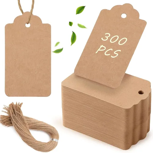 Miniatura 13 de SallyFashion 200 etiquetas de regalo con cuerda adjunta, etiquetas colgantes de papel kraft de 2 x 4 pulgadas para ropa, manualidades, boda, Mixto