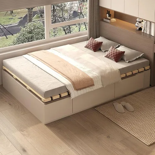 Miniatura 7 de Base de cama japonesa plegable con listones para piso, plataforma de piso de madera, tatami para invitados