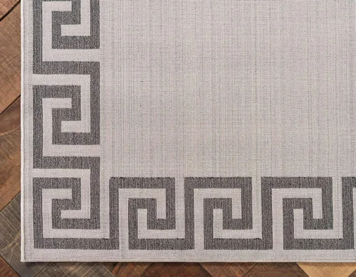 Miniatura 9 de Unique Loom Athens Collection - Alfombra clásica geométrica moderna con diseño de bordes, 8 x 8 pies, beige/negro Beige y gris/beige