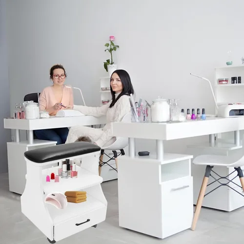 Miniatura 2 de Reposapiés portátil de pedicura con ruedas, taburete de pedicura, carrito para baño de pies, carrito de spa, soporte de uñas, muebles de manicura