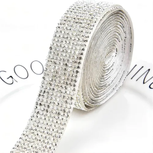 Miniatura 3 de 3 rollos de cinta de diamantes de imitación, 3 tamaños, tiras de diamantes de imitación autoadhesivas, cintas de diamantes de imitación de cristal