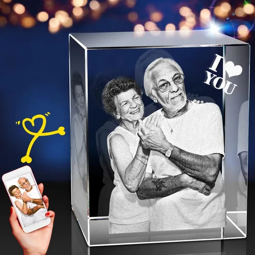 Foto de Cristal 3D, Regalo Personalizado de Navidad, Regalos de Imagen Personalizada con Tu Propia Foto para Navidad, Día del Padre, Cumpleaños,