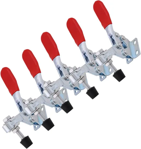 Miniatura 7 de Walfront Abrazadera de palanca de liberación rápida resistente, horizontal, acero y goma, capacidad de retención de 500.4 lbs, paquete de 5