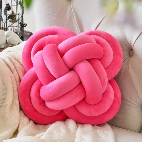 Miniatura 19 de Xuyier Bola de almohada de nudo, almohadas decorativas con tela de terciopelo para sofá cama, decoración de 12 pulgadas, cojines cuadrados anudados