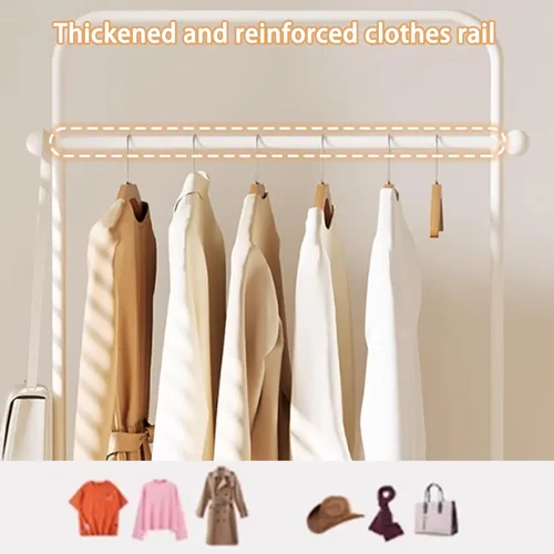 Miniatura 6 de 360 °Rotary Clothes Rack, Metal Clothing Rack, Garment Rack with Wheels and Large Capacity Storage Basket, Merchandise Coat Rack Display for Hanging