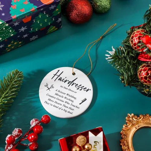 Miniatura 4 de Patelai Adorno de Peluquero de Navidad de Cerámica Colgante Regalo para Estilista de Cabello Adorno de Placa de Peluquero Recuerdo Navideño