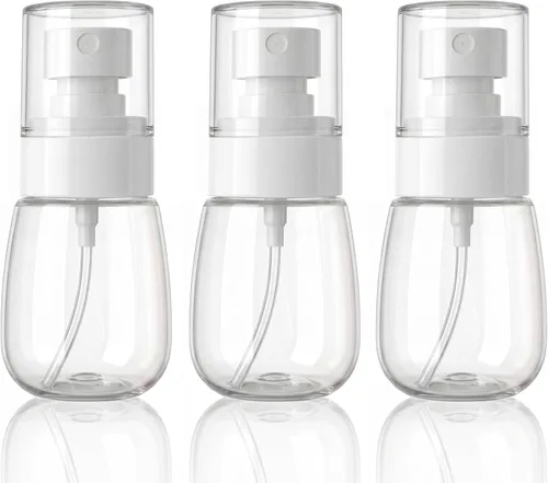Paquete de 3 botellas pequeñas de espray de 1 onza transparente, mini botellas de espray de niebla fina, recipientes portátiles vacíos recargables