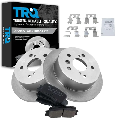 Miniatura 113 de TRQ Kit de rotor de freno trasero y pastillas de cerámica Posi premium compatible con camioneta Chevy GMC